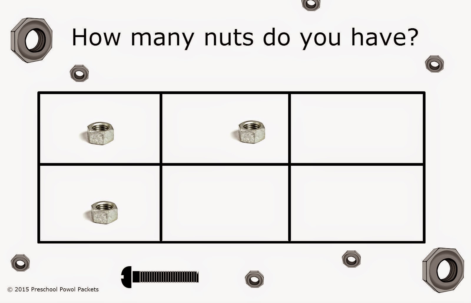 Preschool Math Nuts & Bolts More or Less Game Preschool Powol Packets