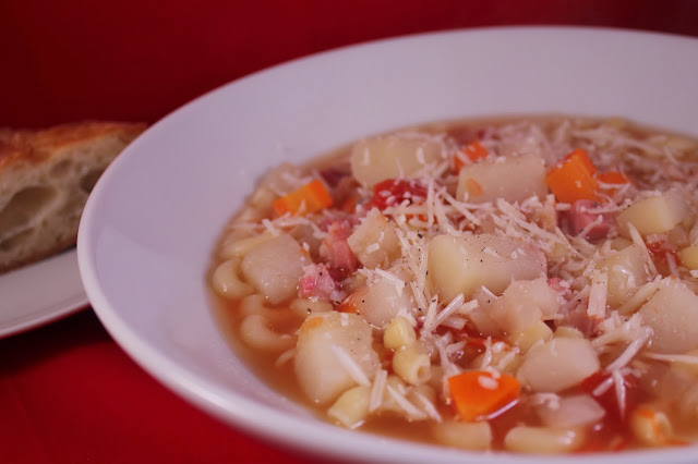 Pasta and pancetta soup