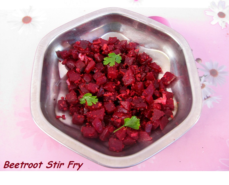 Beetroot Poriyal Recipe(Beetroot Stir Fry) Pink and Pink