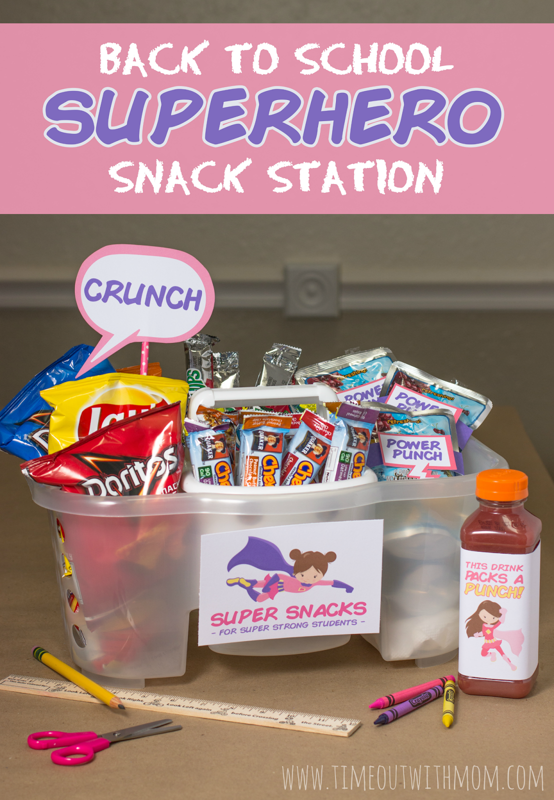 Back to School Superhero Snack Station with Free Superhero Girls Printable