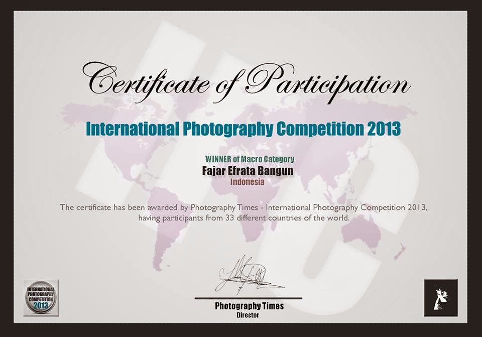 Sertifikat Juara-1 International Photography Competition 2013