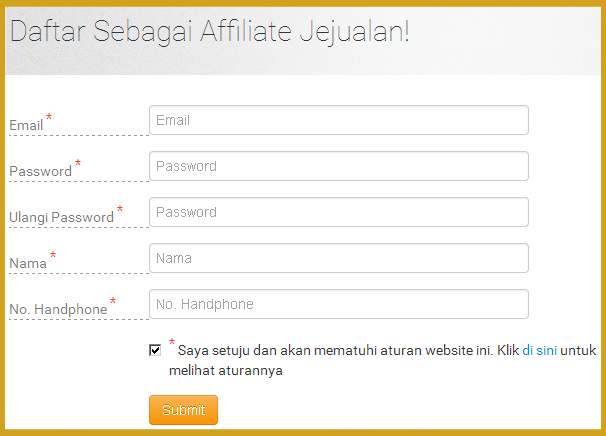 Form Pendaftaran Affiliasi Jejualan