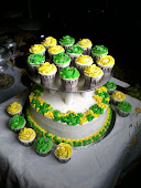 .2 tier wedding cake & cupcakes.