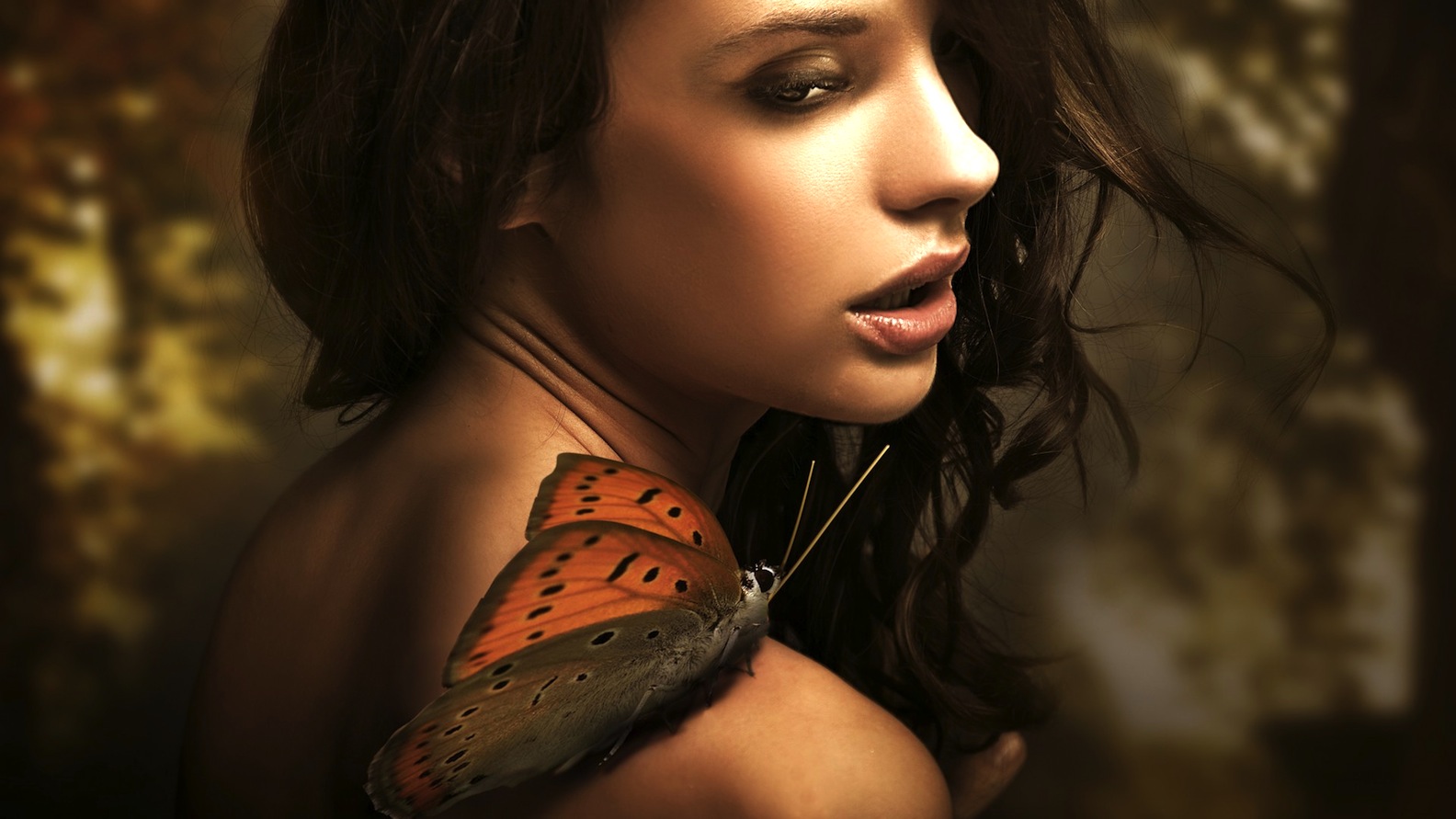 Butterfly Woman HD wallpaper (1584 x 891 )