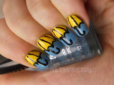 Holy Manicures: Yellow Umbrella Nails.