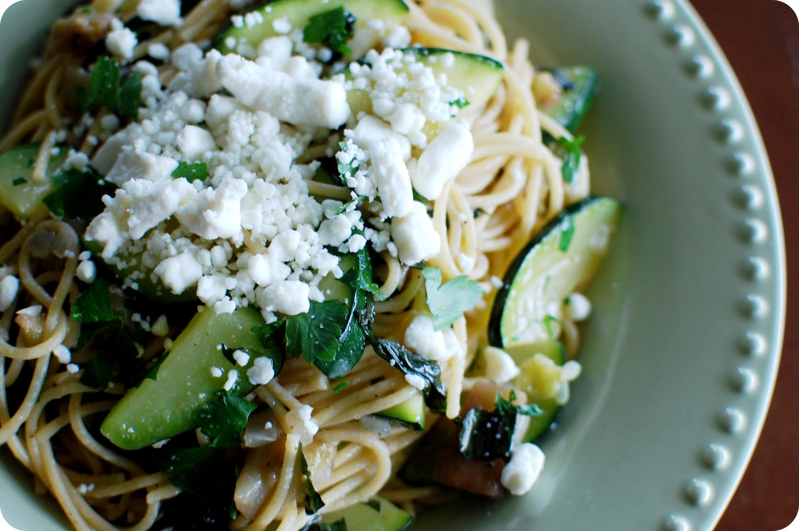 33 Shades of Green Tasty Tuesdays Zucchini & Eggplant Pasta with Goat