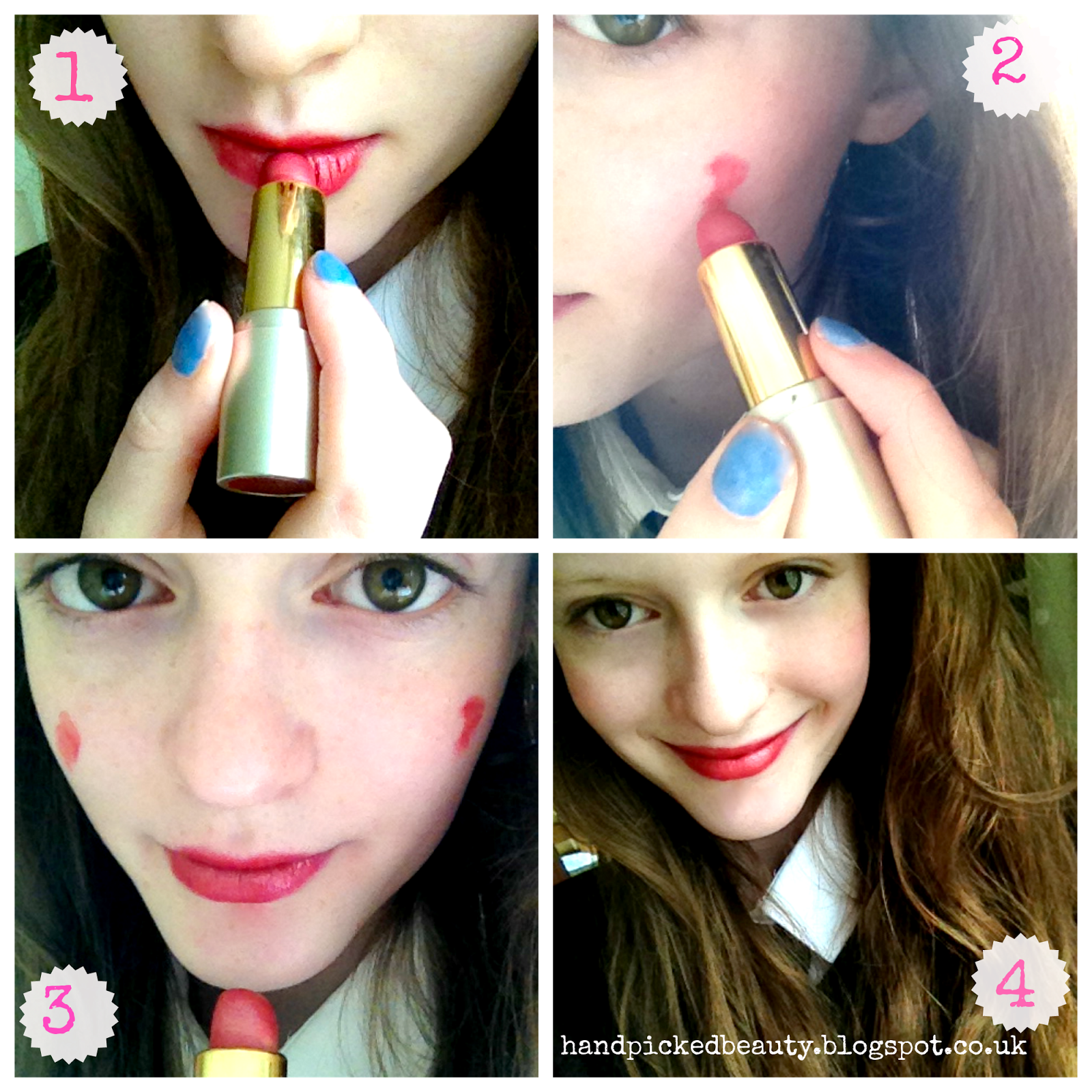 Handpicked Beauty Multitasking Mondaylipstick as blusher Handpicked