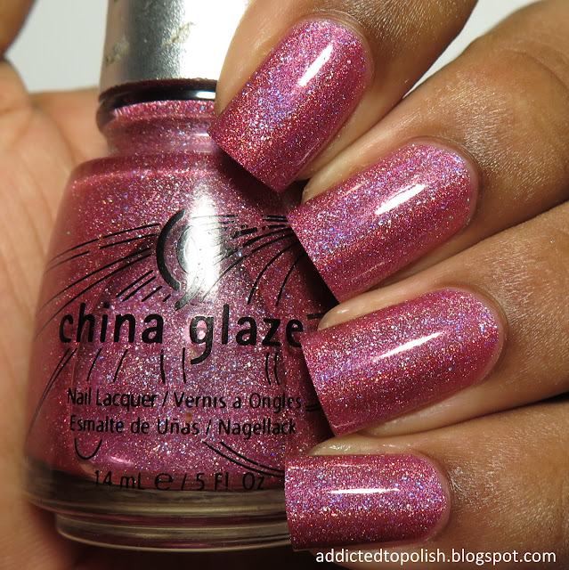 china glaze tickle my triangle pink scattered holo