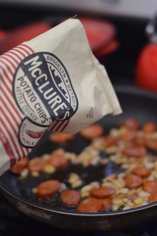 Potato Chip Scrambled Eggs with Chorizo Always Order Dessert