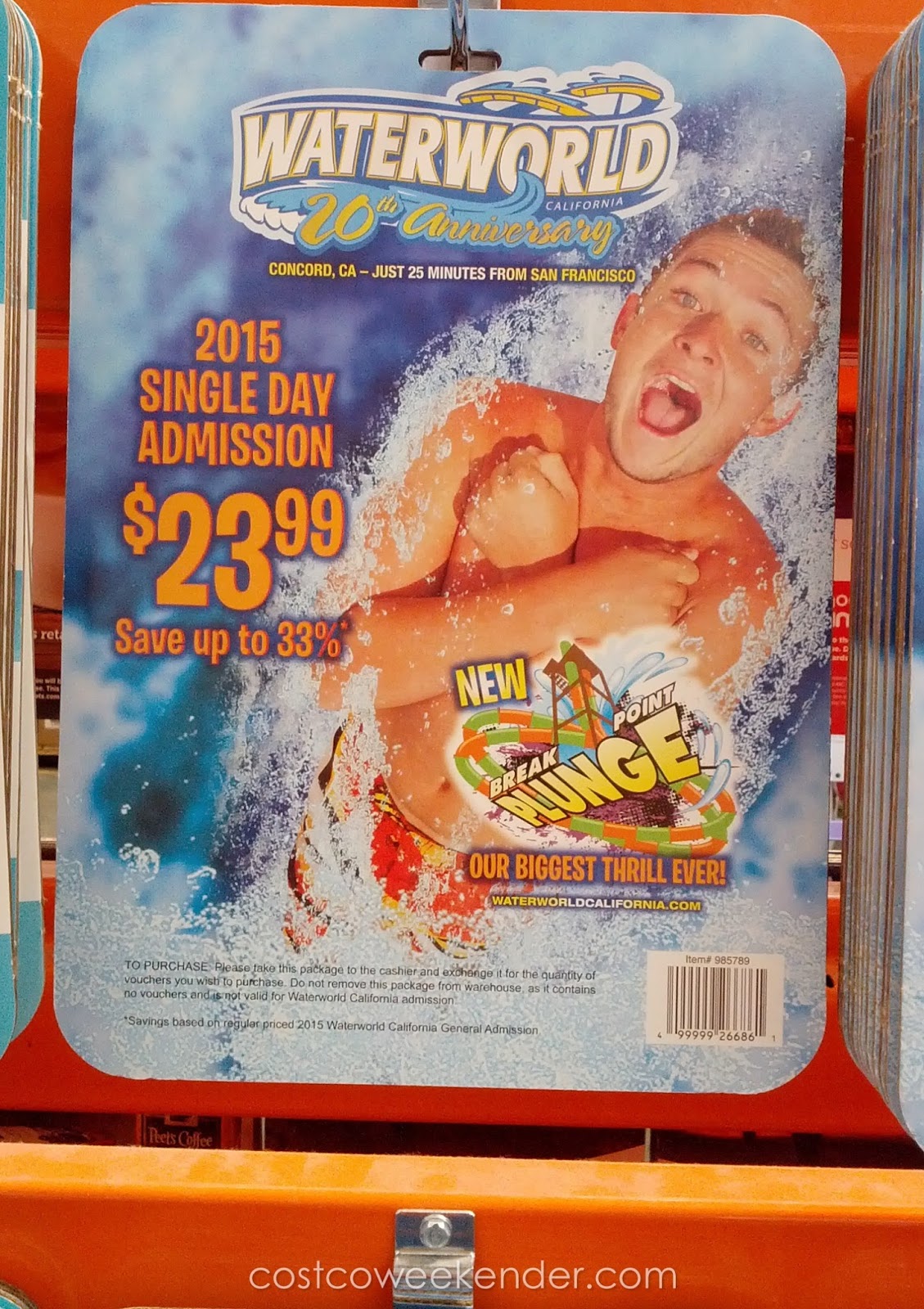 Waterworld California 2015 Single Day General Admission Ticket Costco Weekender