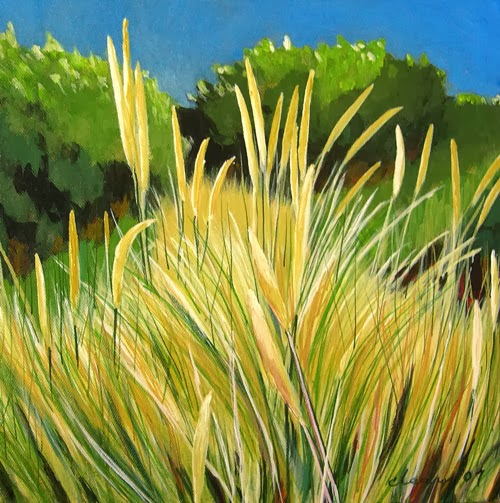 Daily Painters Abstract Gallery "Beach Grass 3" Contemporary Beach