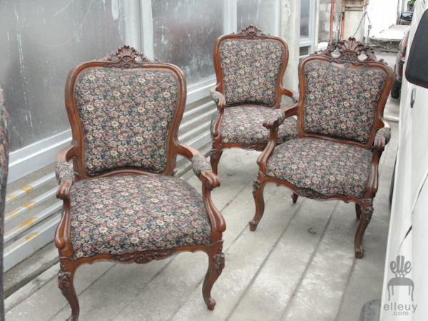 french chairs, painted chair, reupholstered chair, chair before and after