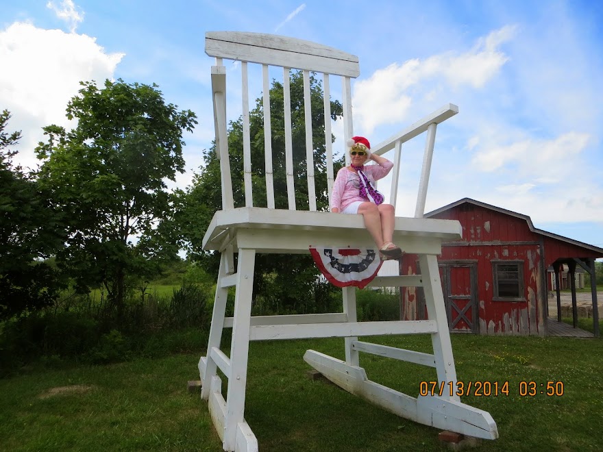Sis Archer looking Weird in the world's largest rocking chair.