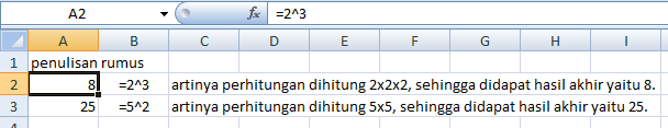 Cara Menghitung Bilangan Pangkat Dan Akar Pada Excel 2007