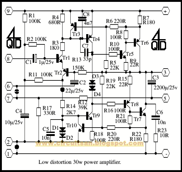 Simple Low Distortion Audio Amplifier Circuit Diagram