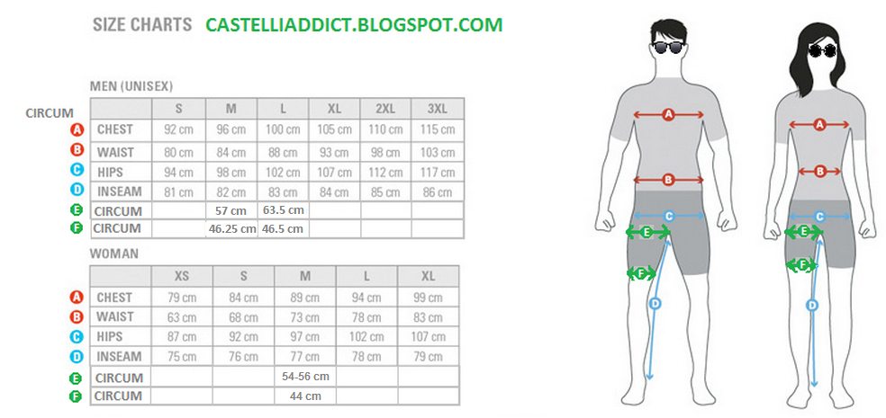 Castelli Leg Warmers Size Chart