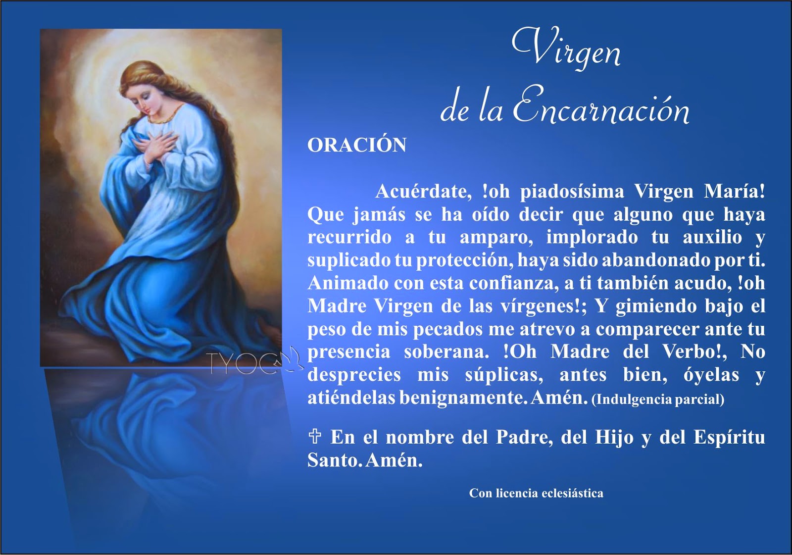Resultado de imagen de virgen de la encarnacion oracion