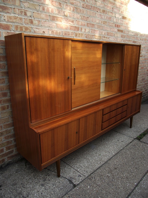 Vintage Ground Danish Modern Mid Century Bar China Cabinet And