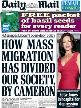 One day Cameron is crazy on Oxbridge ethnic numbers! Next he's scary on too many migrants......!
