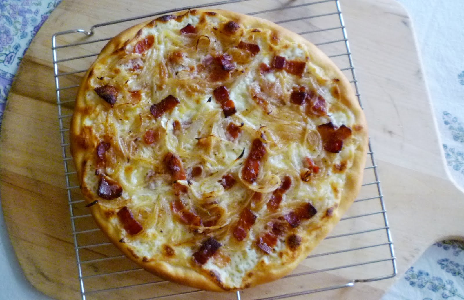 For Love of the Table Tarte Flambée (Alsatian Bacon & Onion Tart)