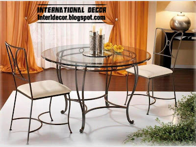 indoor iron dining table design and iron chairs