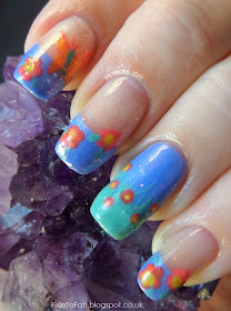 Bright Floral French Tip Festival Nail Art
