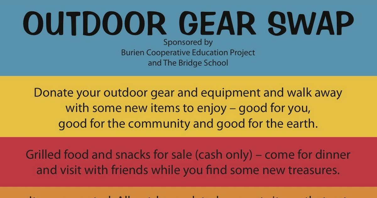 Burien Cooperative Education Project Outdoor Gear Swap and Cook Out