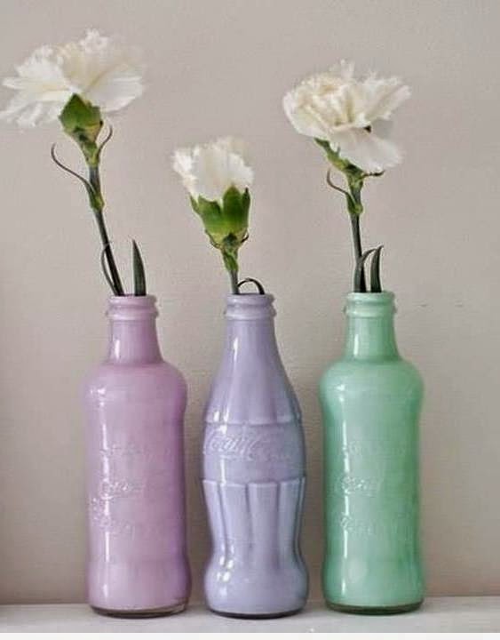 Reuse plastic bottles making Vase Roses