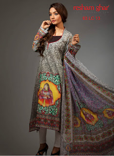 Digital Printed Lawn Dresses Spring-Summer Collection 2013 By Resham Ghar