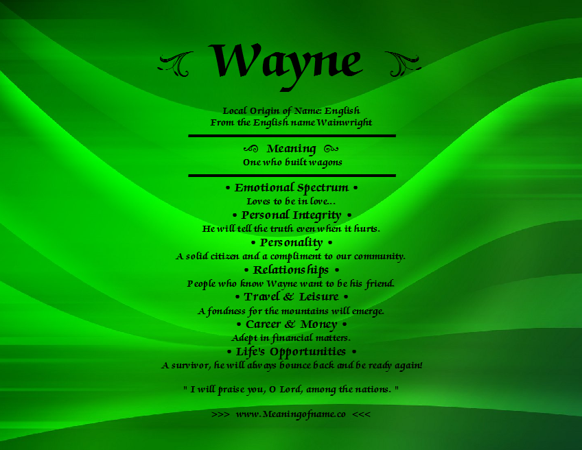 Wayne - Meaning of Name