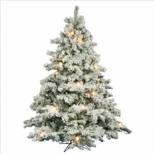 Vickerman 04653 - 6.5' x 62" Flocked Alaskan 600 Clear Lights Christmas Tree (A806369)
