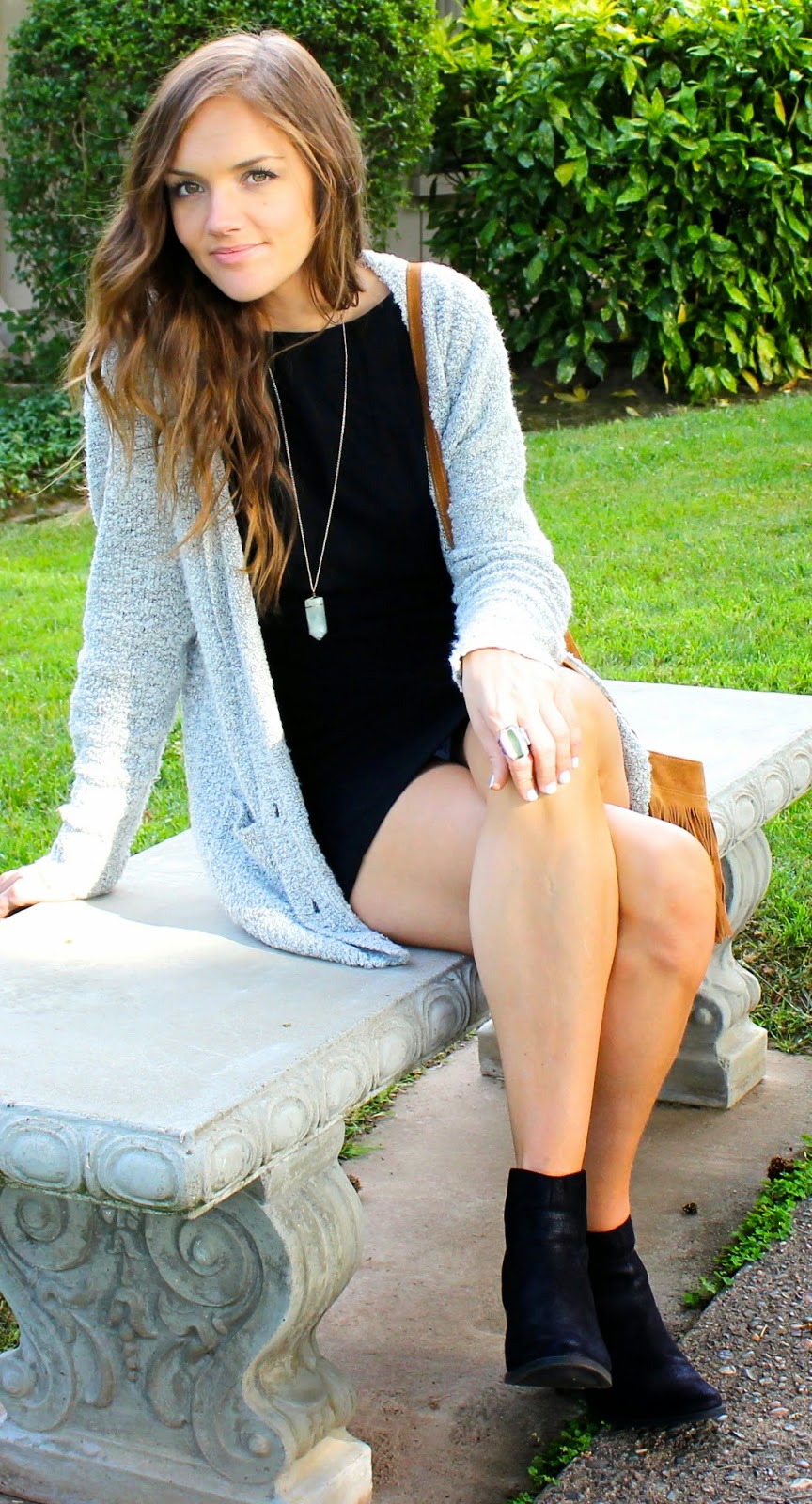 same chic new day black dress and blue denim