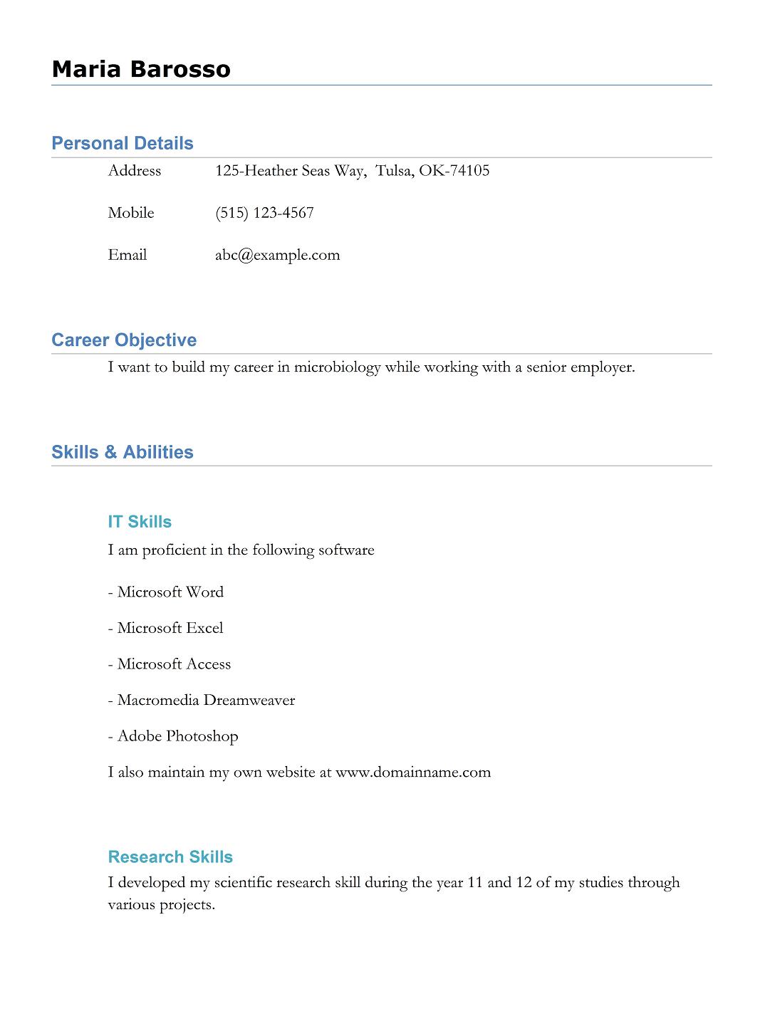 9 best different types of resumes formats sample