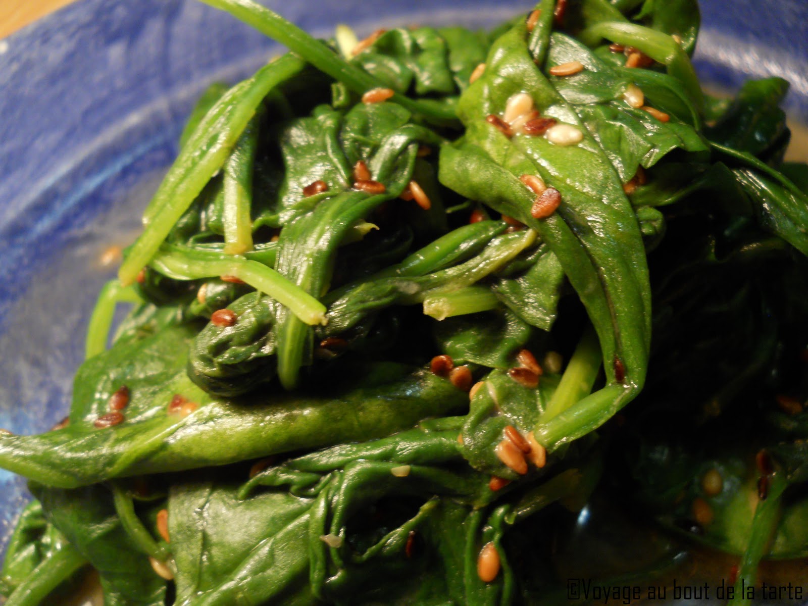 Voyage au bout de la tarte Horenso no gomaae salade d'épinards japonaise