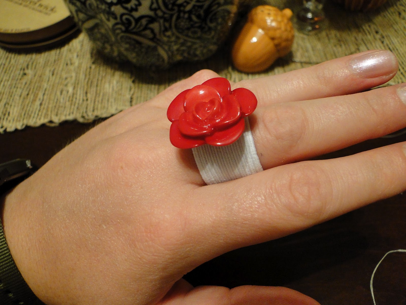 Domestically Modern Button + Elastic = RING