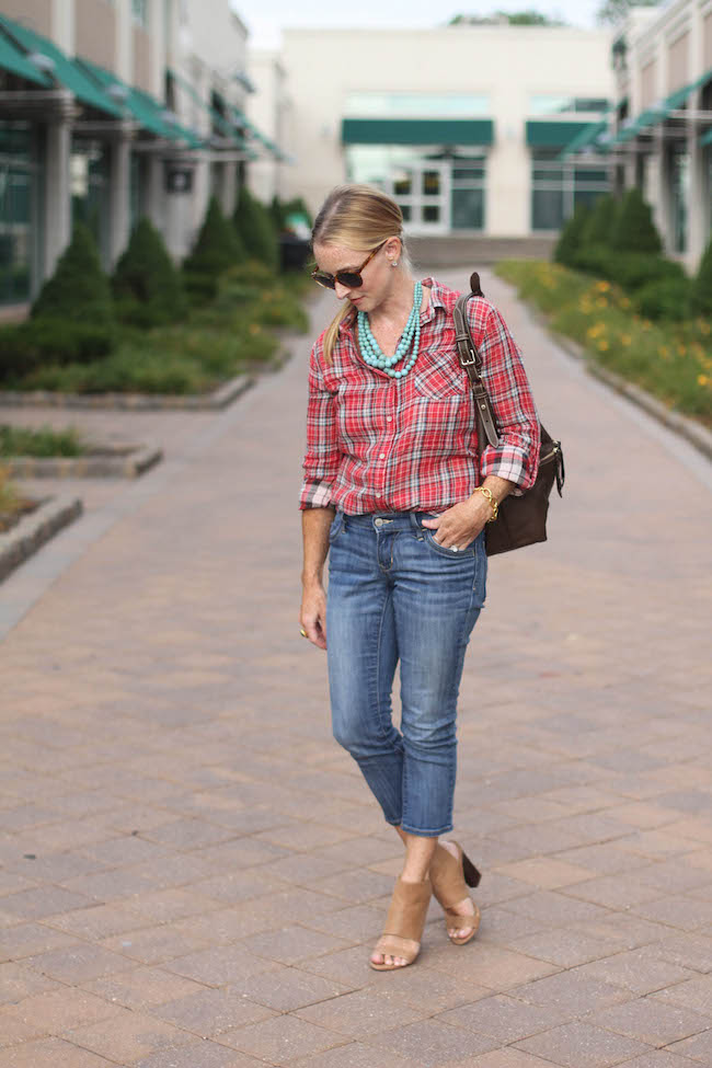 sandra shirt, old navy jeans, humble chic necklace, steven booties