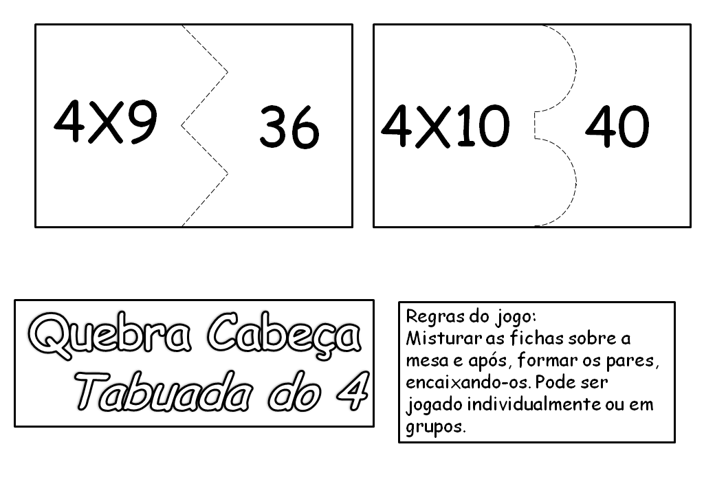 Tabuada do 4 - quebra cabeça