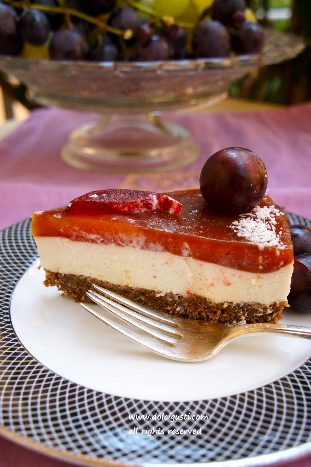 chocolate and cakes mousse cake with grape and prune jelly
