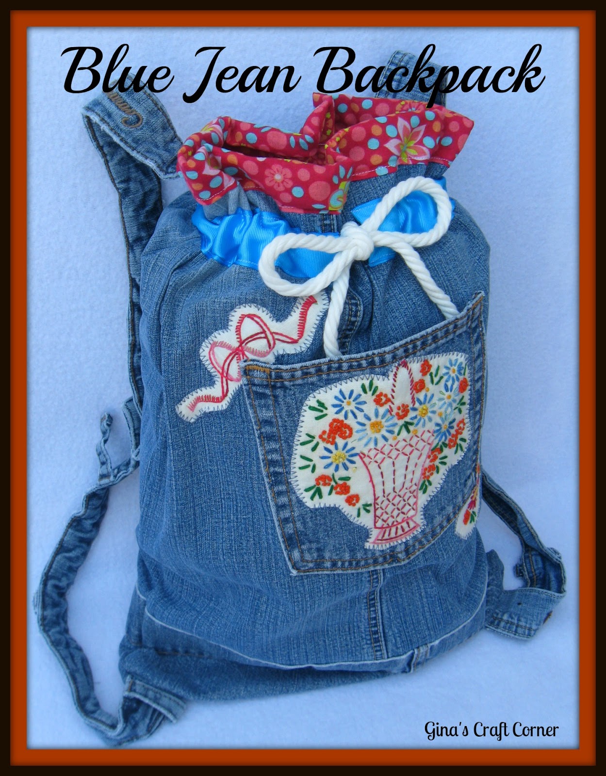 Gina's Craft Corner Blue Jean Backpack