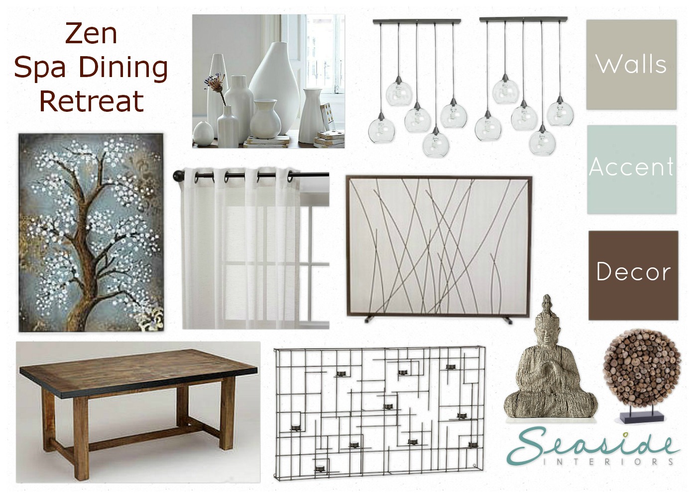Seaside Interiors: Zen/Spa Retreat Living and Dining Room Mood Seaside Interiors: Zen/Spa Retreat Living and Dining Room Mood