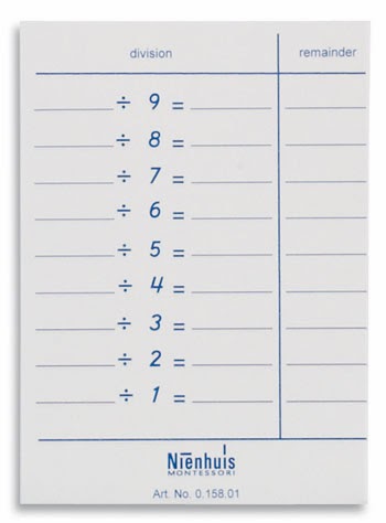 Division Chart Montessori