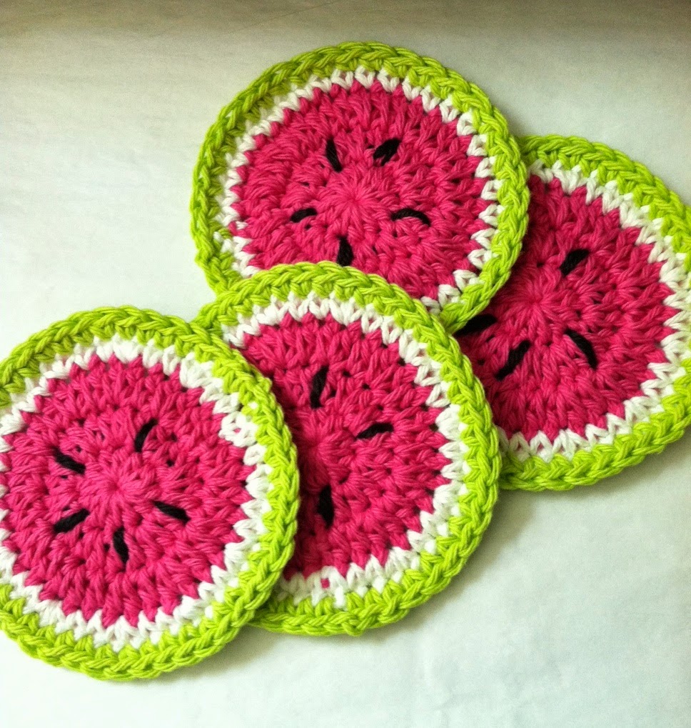 Lakeview Cottage Kids Summer is Coming  FREE Pattern Crochet Watermelon Coasters