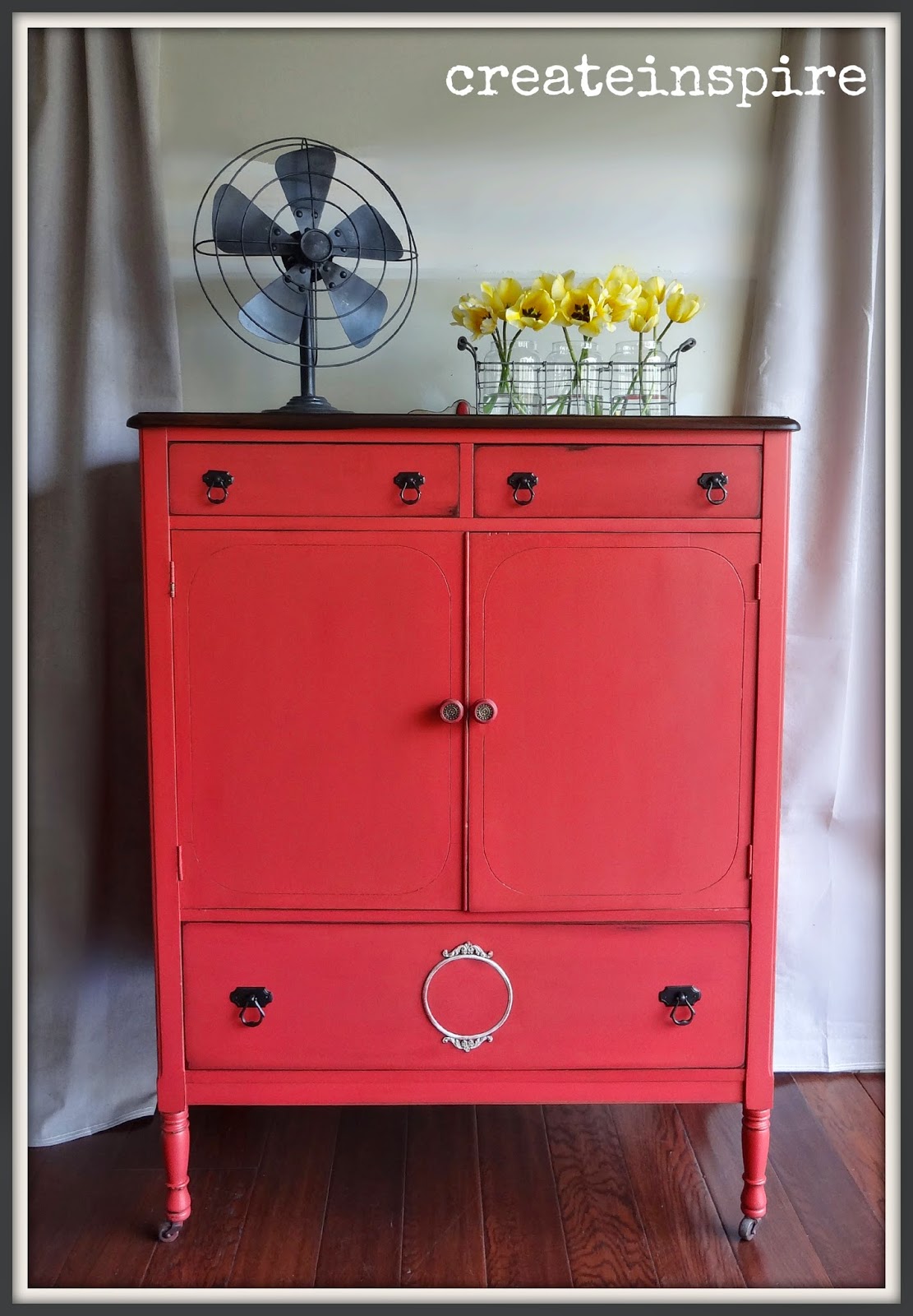 {createinspire} Antique Dresser in Terra Cotta Rose