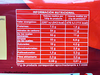 Información nutricional del chocolate con leche extrafino Hacendado de Mercadona.