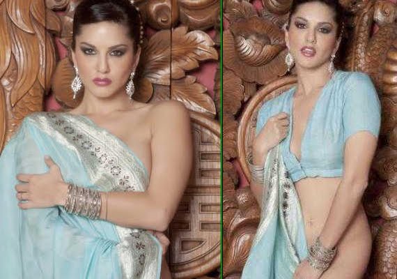 CyberOceanZ: Hot sunny leone posed hotter in blue saree