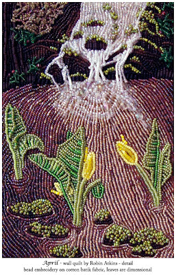Robin Atkins, beaded quilt, April, detail