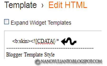 CDATA[
Kasus Lain
Jika ada kode "/*" disamping <b:skin><![CDATA[
![