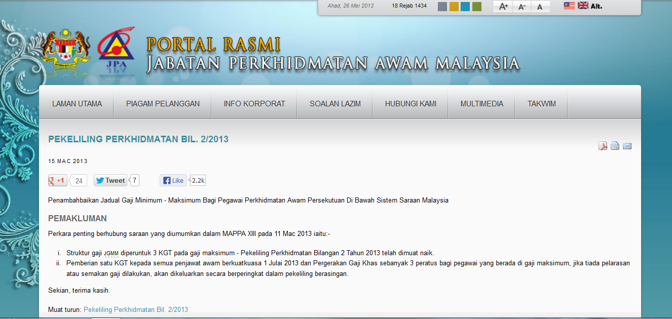 pekeliling perkhidmatan bil 2 2013