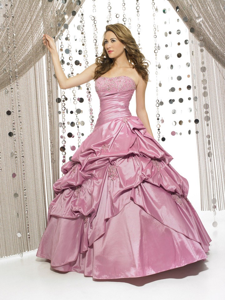 Vestido de fiesta de 15 años strapless de color rosado : Vestidos ...
