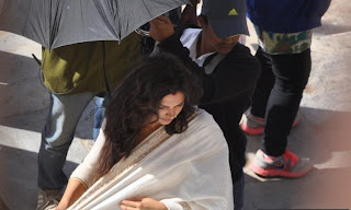 Deepika Padukone On the sets of Ram Leela shooting.